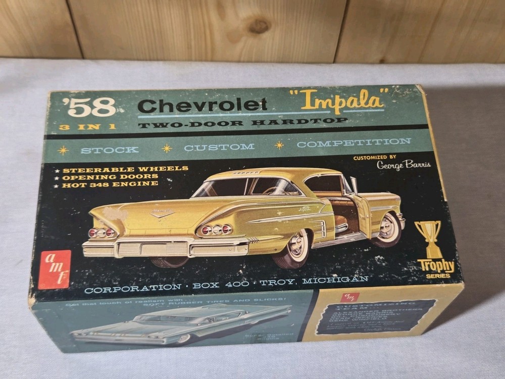 RARE ORG 1/25 AMT ’58 CHEVROLET IMPALA HARDTOP CUSTOMIZING KIT 2758-200 MIB 60s