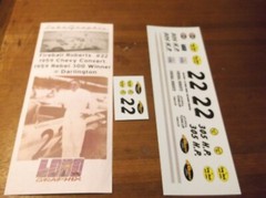 Fireball Roberts #22 1959 ATLANTA TUNE-UP Chevy 1/24th scale decals LoboGraphix