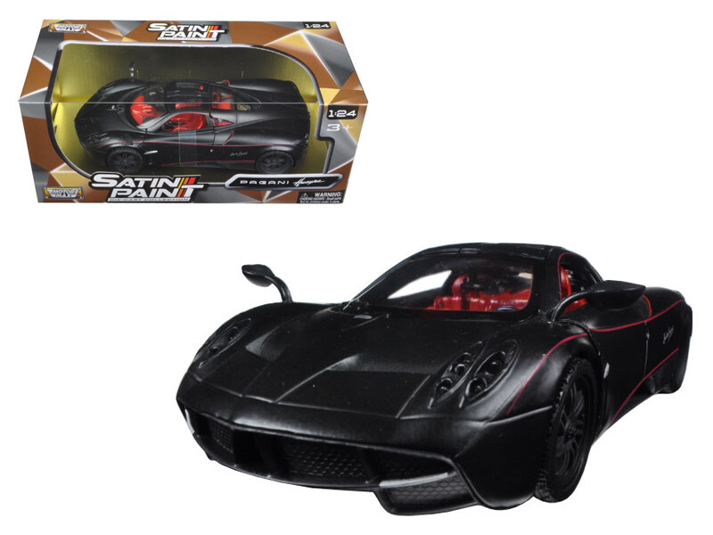 Motormax 79502 Pagani Huayra Matt Black with Red Interior 1/24 Diecast Model Car