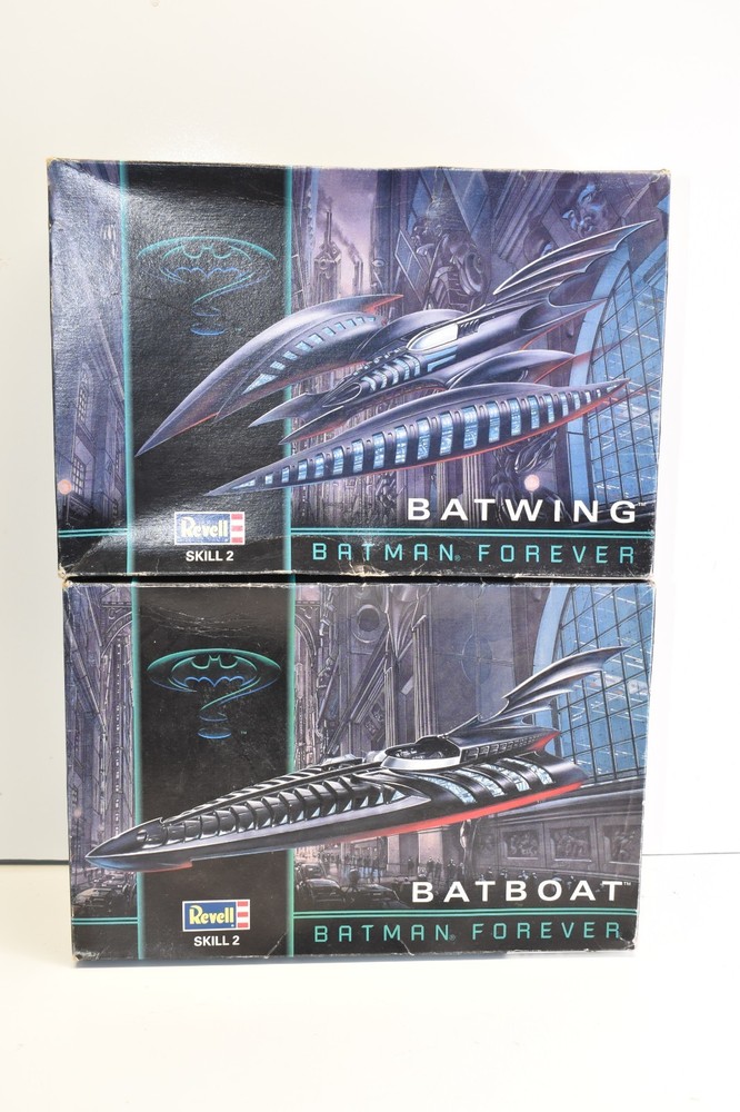 Vintage Revell Batman Forever Model Kit Lot: Batwing And Batboat- 1995- Open Box