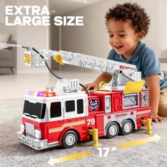 JOYIN Extra Large Toddler Fire Truck Toys for Boys with 33-inch Ladder, Lights &