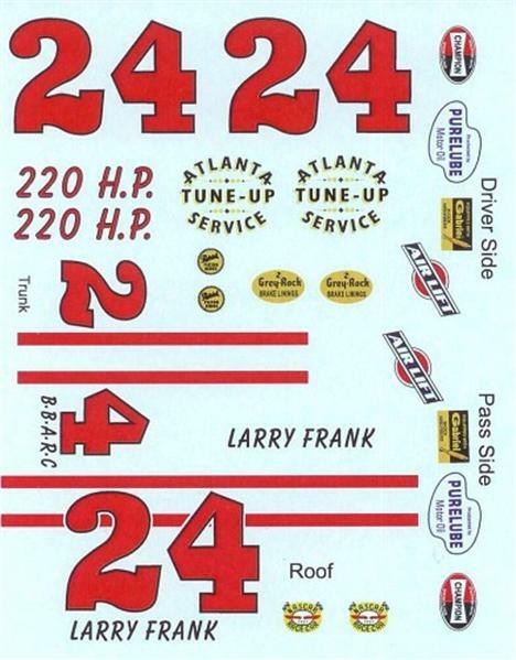 PPP #24 Atlanta Tune Up Service 1957-L Frank Nascar decal