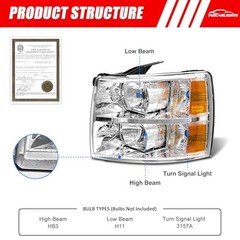 Chevy Silverado Headlight Assembly for 2007-2013 Chevy Silverado 1500/2007