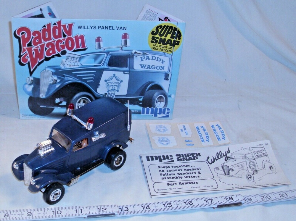 MPC PADDY WAGON WILLYS PANEL VAN FUNNY CAR SNAP MODEL BUILT UP WITH BOX LID