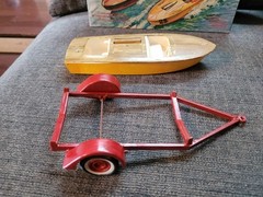 Original ’60’s issue AMT Boat w/Trailer model started in box 1/25 Kit#159 3 in 1