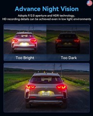 3 Channel Dash Cam for Cars Front Rear Inside, 4K WiFi Dash Cam w/ 32GB Card,