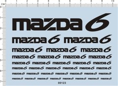 Car Model Decals MAZDA 6 for different scales Black/White/Blue 00123