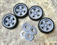 1/24 Scale: 24-Inch “Schott SS” Wheels And Tires; Resin;1/25
