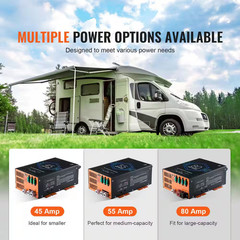 RV Converter with Smart Charging 13V to 16. 5V Range, 55 Amp, 110V AC to 12V DC