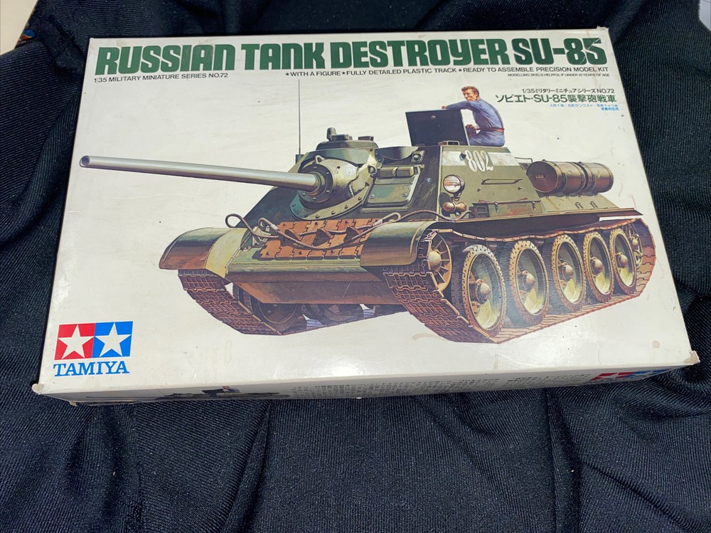 SU-85 Russian Tank Destroyer – 1/35 Scale Tamiya AFV kit#MM-172 Org Box Complete