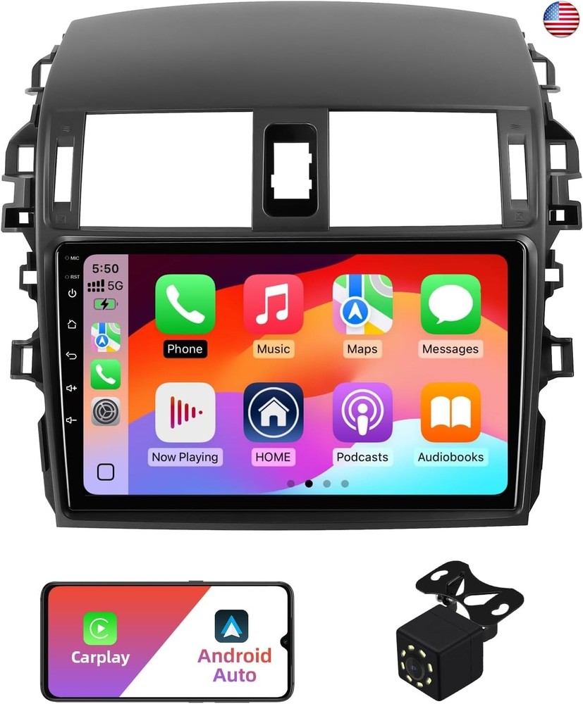 2+32G Android 13 Double Din Car Stereo for Toyota Corolla 2009-2013 with 9 Inch