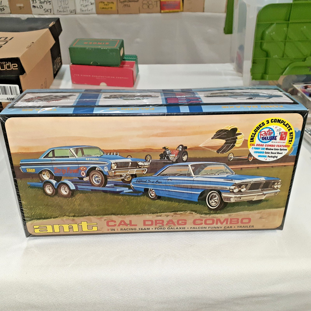AMT 1/25 CAL DRAG COMBO 1964 GALAXIE, AWB FALCON & TRAILER MODEL KIT # 1223 F/S