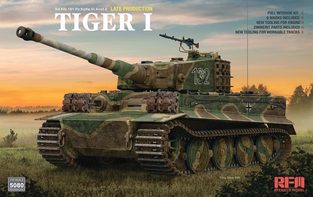RYEFIELD MODEL RM-5080 1/35 Sd.Kfz.181 Tiger I Late Production w/ Full Interior