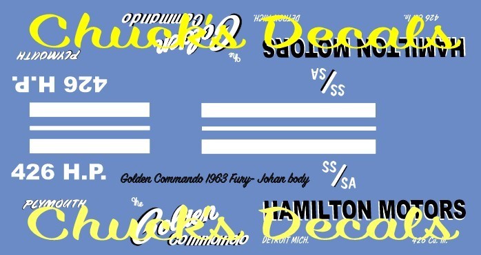 1/25 GOLDEN COMMANDER 1963 FURY DECAL/JOHAN/REVELL/MPC/ POLAR LIGHTS/ATLANTIS