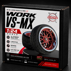 1:24 Work VS-MX 18″ Wheels & Tires for JDM Nissan Toyota Honda Mazda BMW
