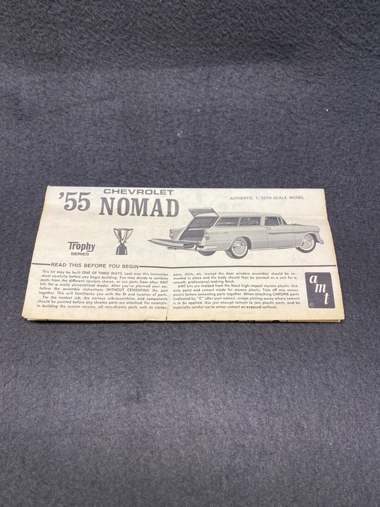 AMT ’55 Chevrolet Nomad Trophy 2755 3 in 1 Custom Instructions Original Manual