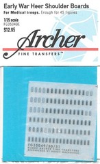 Archer Early War Medical Troops Shoulder Boards Transfers Decals FG35049E