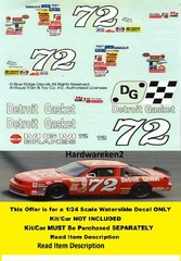 NASCAR DECAL #72 DETROIT GASKET 1992 BGN OLDSMOBILE T. LESLIE 1/24 BLUE RIDGE