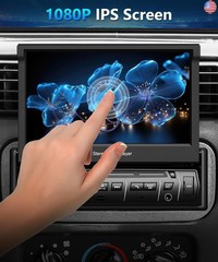 Car Stereo 7 inch Single Din Touch Screen Bluetooth Radio with Flip Out Carplay