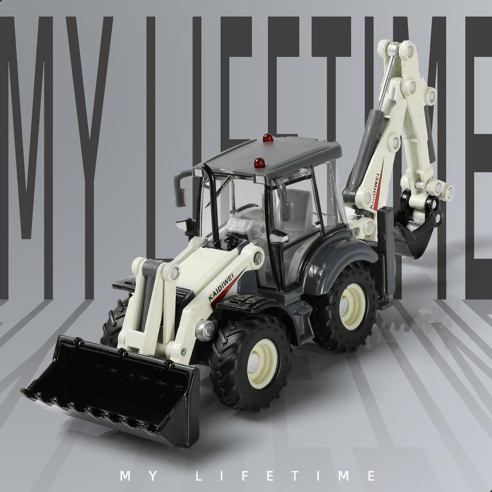 1/50 Scale Die-Cast Backhoe Loader Excavator Model – Dual-Function Construction
