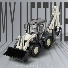1/50 Scale Die-Cast Backhoe Loader Excavator Model – Dual-Function Construction