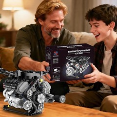 V8 Engine Model Kit with LED Lights & App Control – 715 PCS STEM Experience