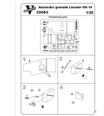 Vmodels 35083 1/35 Automatic grenade Launcher MK-19 Photo-etched accessories kit