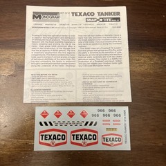 Vintage Monogram Snap Tite 1/32 Scale Texaco Tanker# 1212 Decal & Instr. Only