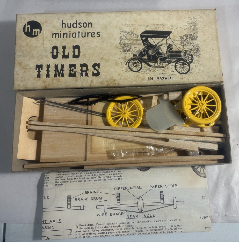 Vintage Hudson Miniatures 1911 Maxwell Old Timers Wood Model Kit 3/4 Scale