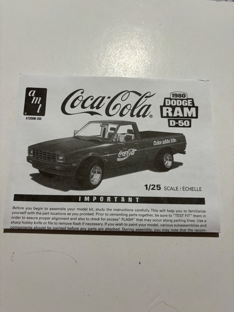 Model Car Parts – AMT 1980 Dodge Ram D-50 1/25 instructions