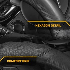 Cat Hexsport Black Carbon Fiber Steering Wheel Cover Standard 15 Inch Size