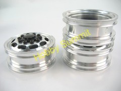 C Set 1/14 R/C 3-Axle 6X4 Tractor Truck ALLOY WHEELS BLACK Rims re Tamiya