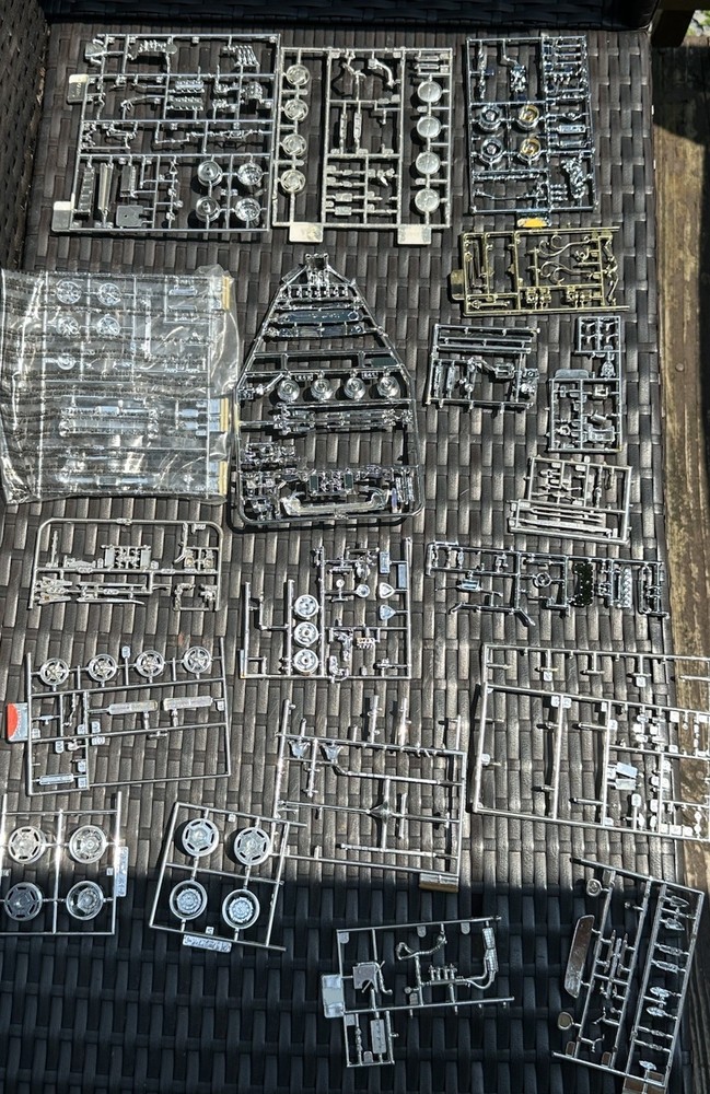Vintage Model Car Chrome Parts Lot Chrome Trees Sprues Wheels Tires 1/24 1/25