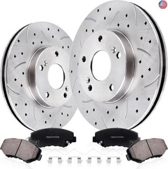 UNITHUB Front Drilled and Slotted Brake Pads and Rotors Kit Ceramic Automotive