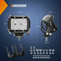 LED Pods 4PCS 18W 1260Lm Flood LED Light Bar Driving Fog Light off Road