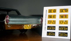 1960 – 1964 CALIFORNIA miniature LICENSE PLATES for 1/25 scale MODEL CARS—READ