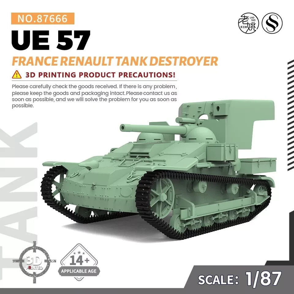 SSMODEL SS87666 1/87 HO Scale Railway Military France RenaultUE57 Tank Destroyer