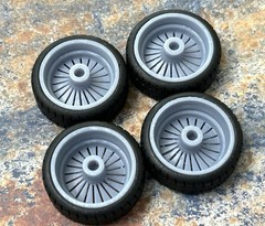 Resin 22 In. “Drift” Restomod Wheels, W/ One Inch Whitewalls,1/24 1/25 Scale