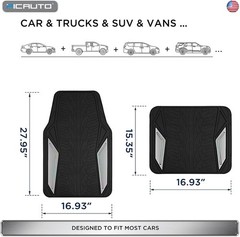 PIC AUTO Rubber Floor Mats, Silver Aluminum Film with Colorful Piping Floor