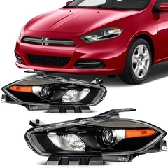 Headlight Assembly Fit 2013-2016 for Dodge Dart Black Housing Amber Reflector