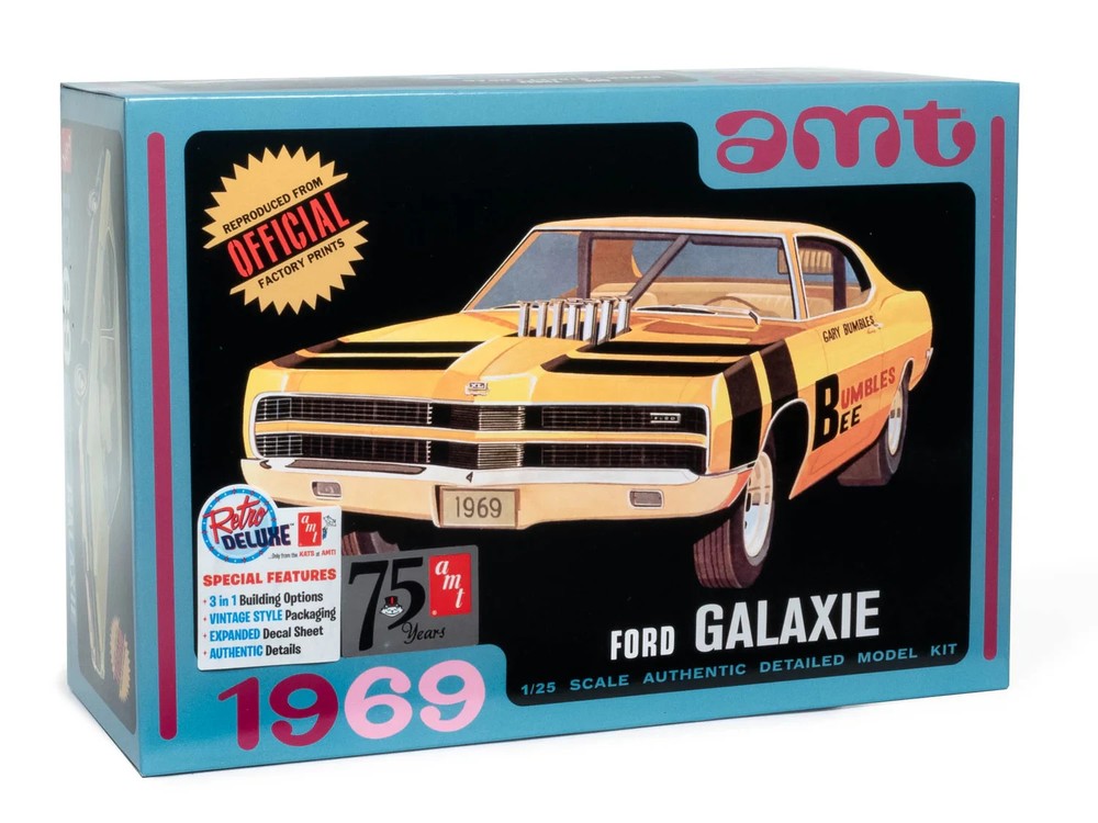 *AMT 1373 -1969 Ford Galaxie Hardtop 1:25 Scale Model Kit – Retro Deluxe Series