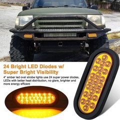 4Pcs 6″ Inch Oval Led Strobe Lights Amber 24 LED Recessed Oval Stobe Flash Truck