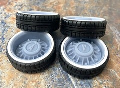 Resin 22 In. Pontiac 8-lug Restomod Wheels, W/One In. Whitewalls,1/24 1/25 Scale