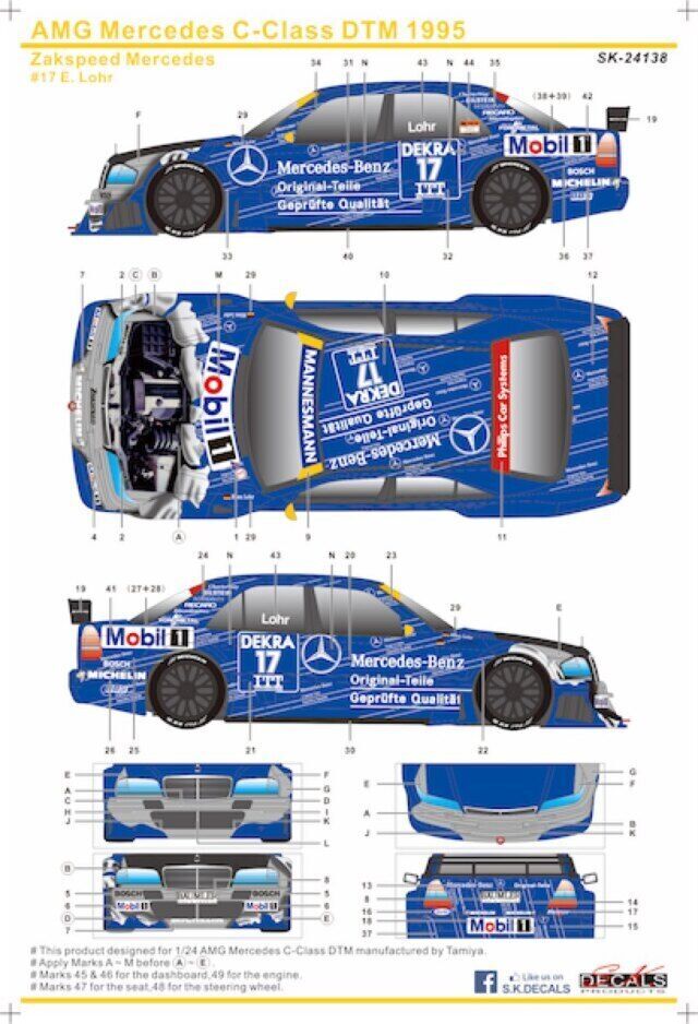 SK Decal 1/24 Mercedes AMG C OriginalTeile DTM 95 ♯17 Wheel ＋ Full Decal…