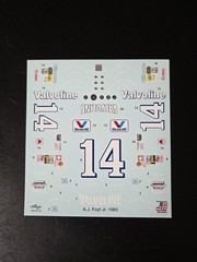 1983 A.J. Foyt #14 Valvoline Olds 1:24 Car Decal – Waterslide Salvino’s Decals