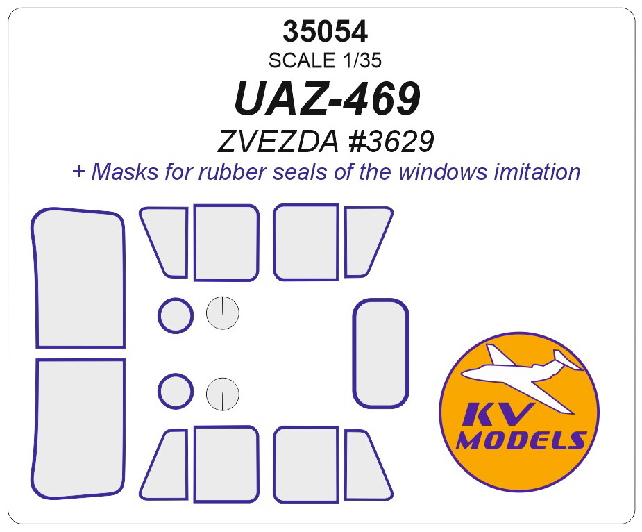KV Models 1/35 RU UAZ-469 Window Masks for Zvezda #3629