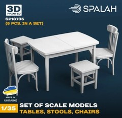 SPALAH 18735 1/35 Table with stools and chairs 5 pcs Set of scale models