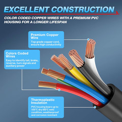 7 Way Trailer Plug Socket Extension Cable 7 Blade Trailer Wiring Connector Cord