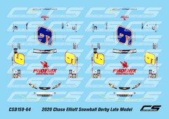 2020 Chase Elliott Snowball Derby Late Model 1:64 Waterslide Decals CSD159-64