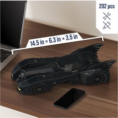 Retro Batmobile 3D Model Kit, DC Batman Collectible Puzzle, Desk Decor, 202 Pcs